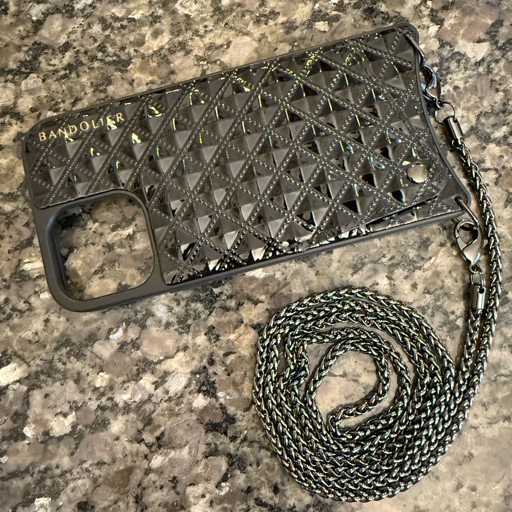 Sheila Crossbody Bandolier In Black Embossed 13 Pro Max